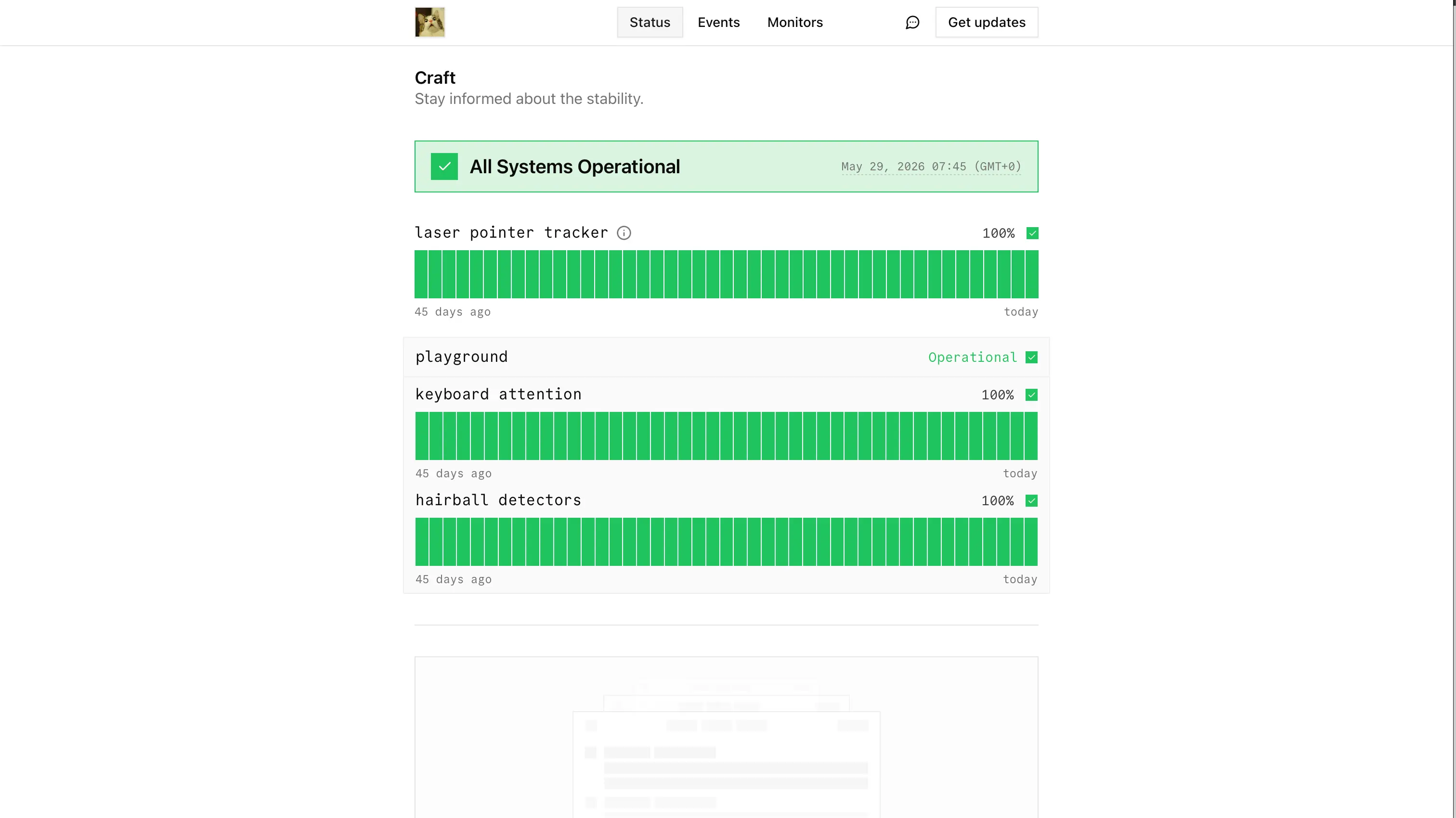 After — the redesigned openstatus status page
